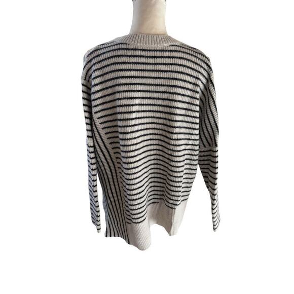 ALLSAINTS Wool/Alpaca Able Open Cold Shoulder Striped Asymmetrical Sweater - S - Picture 5 of 9